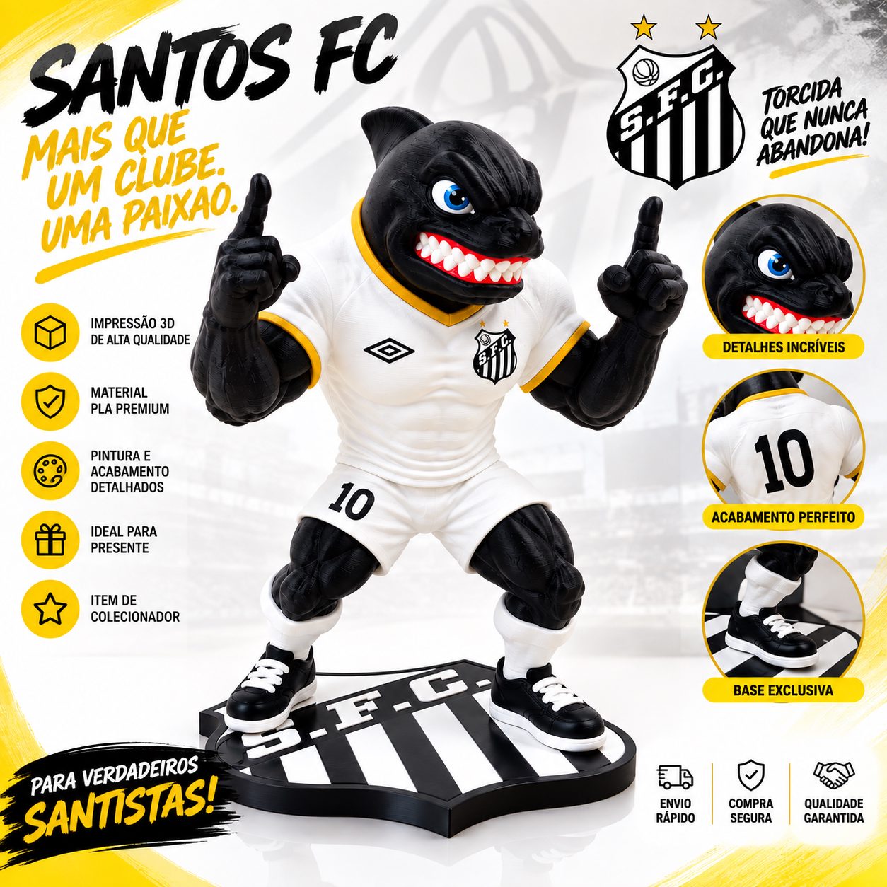 Mascote Santos Baleia 17 cm — foto 12