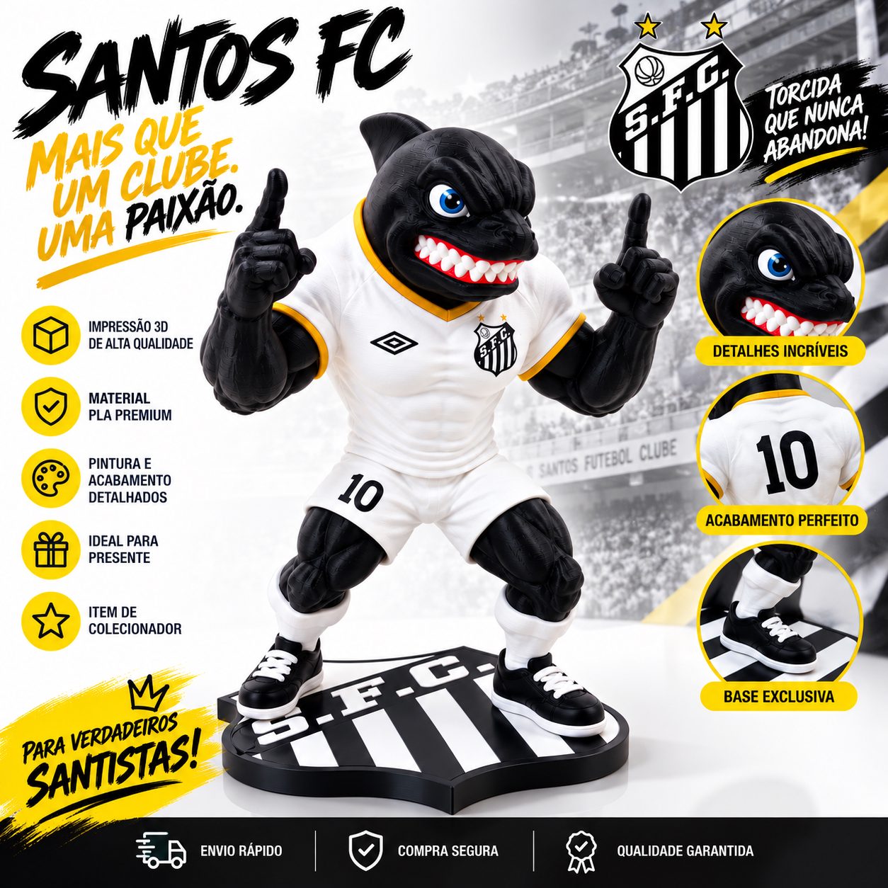 Mascote Santos Baleia 17 cm — foto 13